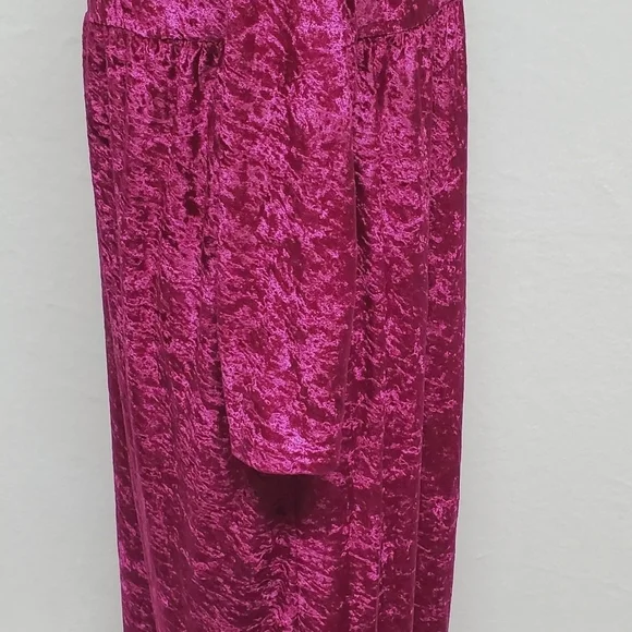 80s Vintage Cervelle Burgundy Crushed Velvet Regencycore Long Sleeve Midi Dress - Picture 9 of 13